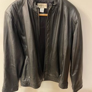 Men’s black leather jacket